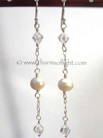 Pearl & Crystal dangle earrings